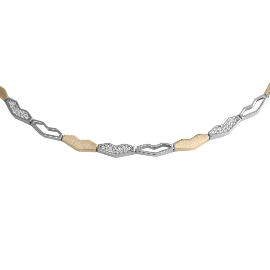 Bicolor zilveren collier Fantasie met Zirkonia