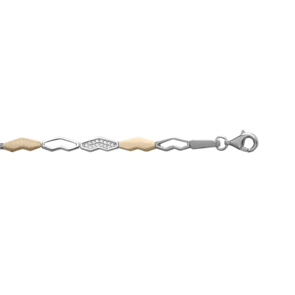 Bicolor zilveren armband Fantasie met Zirkonia
