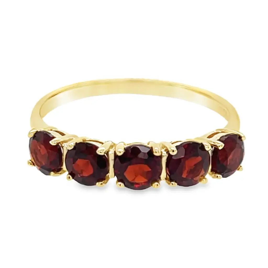 [GRE2375-52] Geelgouden ring met Granaat (16,5 / 52)