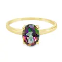 Geelgouden ring met Mystic Green Topaas 8x6mm