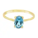 Geelgouden ring met Swiss Blue Topaas 7x5mm