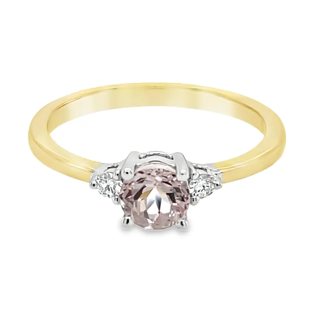 Bicolor gouden ring met Morganite en Diamant 0,06 karaat