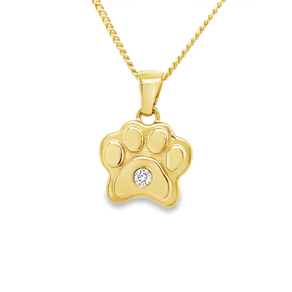 [GHE2427] Geelgouden hanger Dierenpoot met 0,025 karaat diamant
