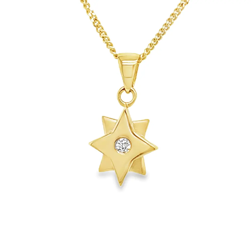 [GHE2428] Geelgouden hanger Ster met 0,025 karaat diamant