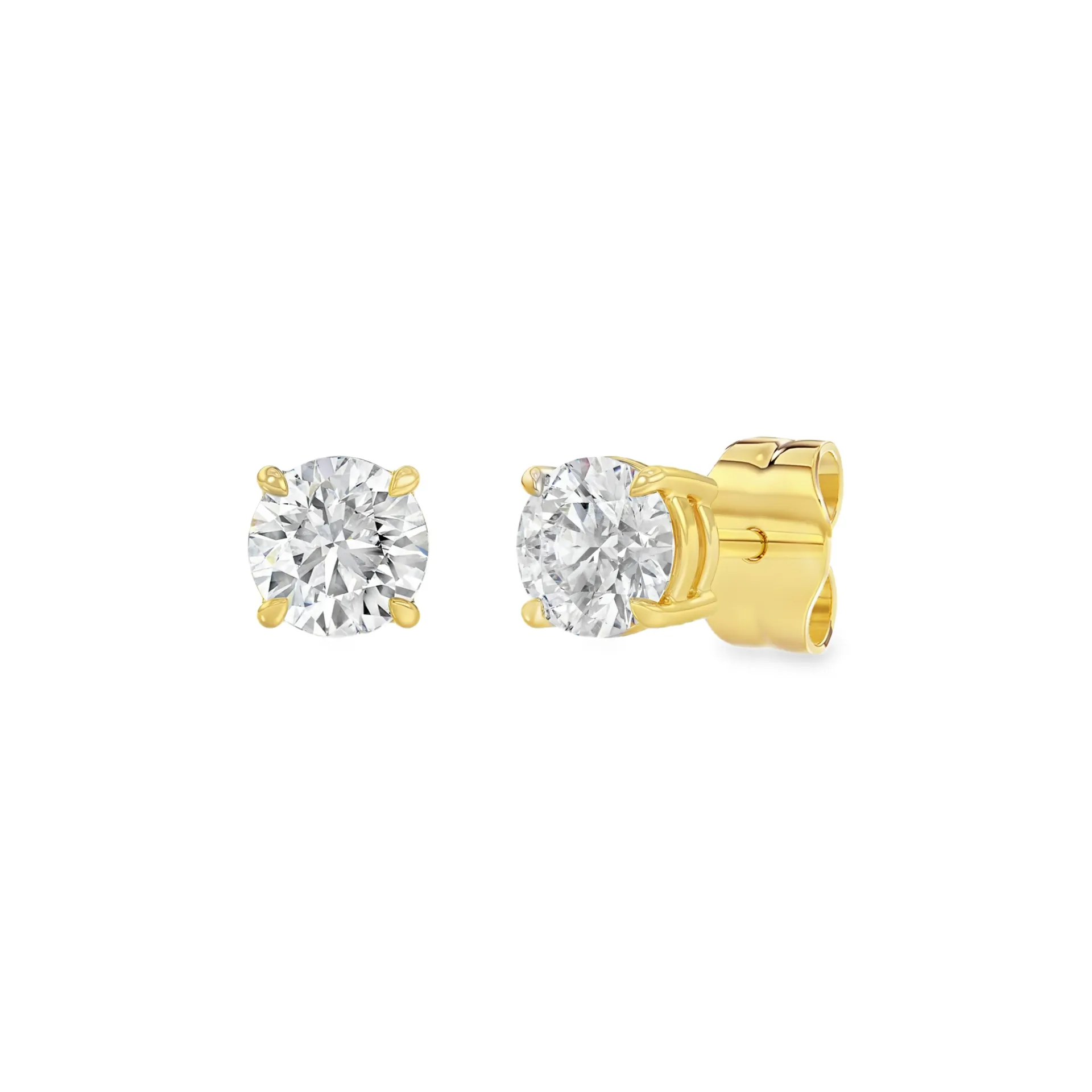 Geelgouden oorstekers met 1,00ct Labgrown diamant