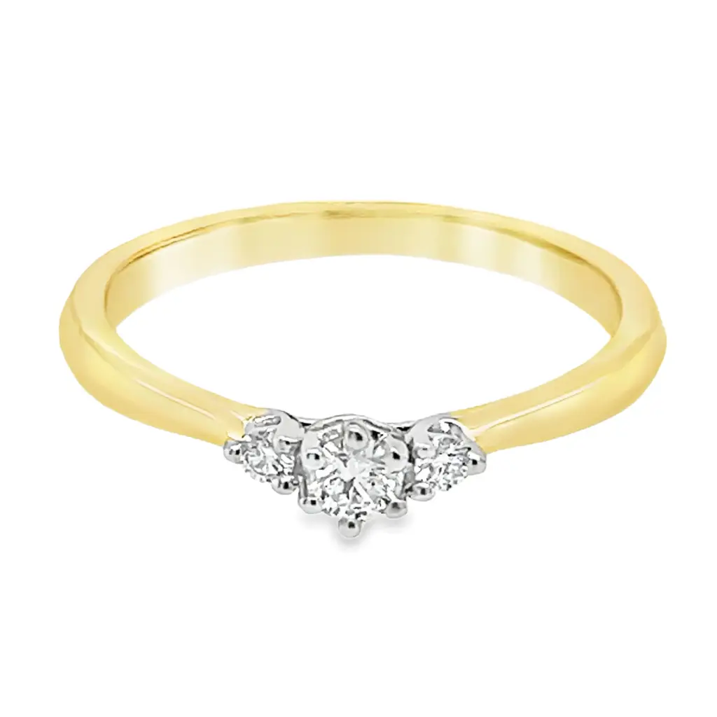 Bicolor gouden ring met Diamant 0,145 karaat