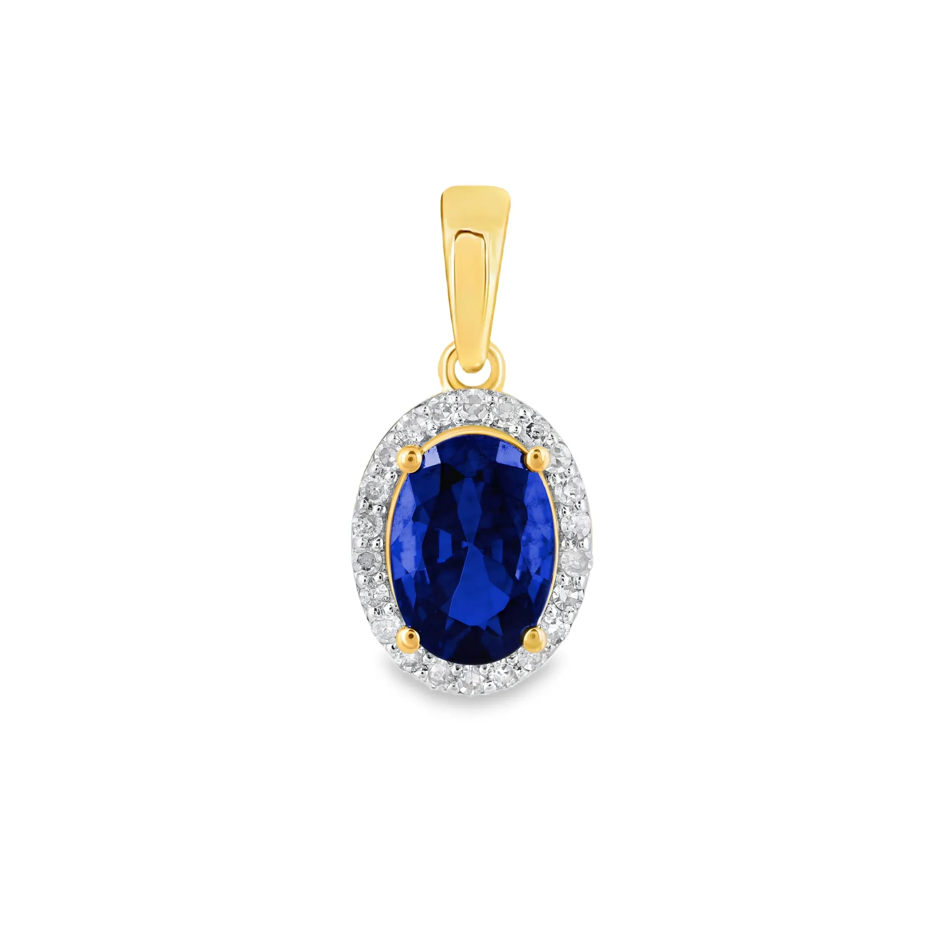 [GHE2451] Geelgouden hanger met Amethist 7x5mm en 0,09ct Diamant