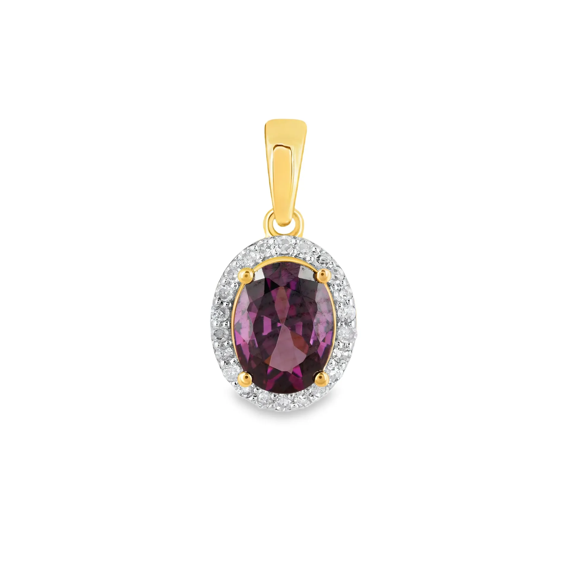 [GHE2452] Geelgouden hanger met Tanzaniet 7x5mm en 0,09ct Diamant