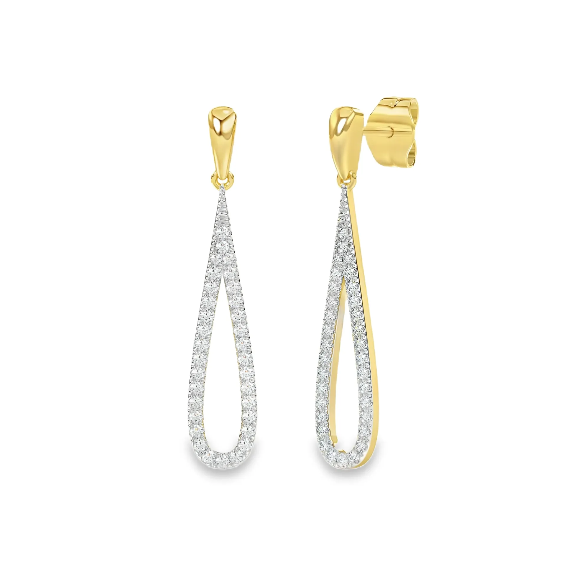 Geelgouden oorhangers met 0,34ct Labgrown diamant