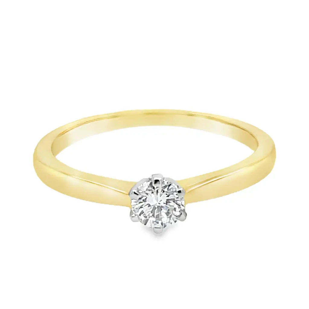 [GRL2387-52] Geelgouden solitairring met 0,25ct Labgrown diamant (16,5 / 52)