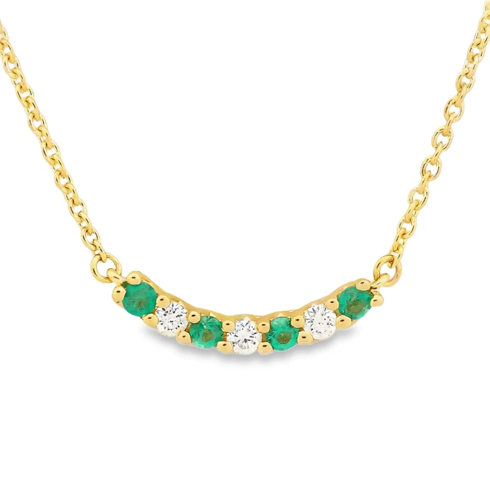 [GCE2482-45] Geelgouden collier met Smaragd en 0,06ct Diamant