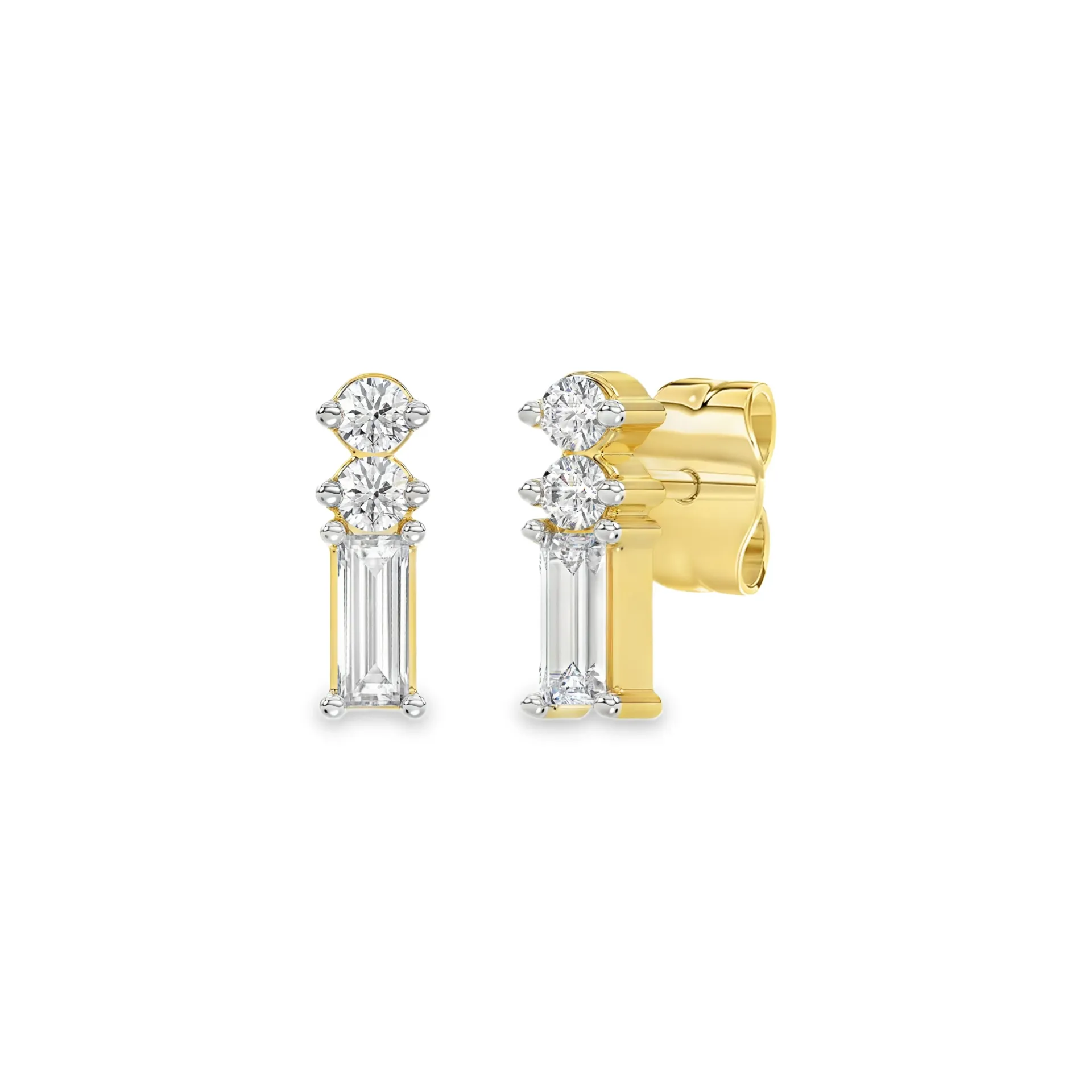 Geelgouden oorstekers met 0,10ct Labgrown diamant