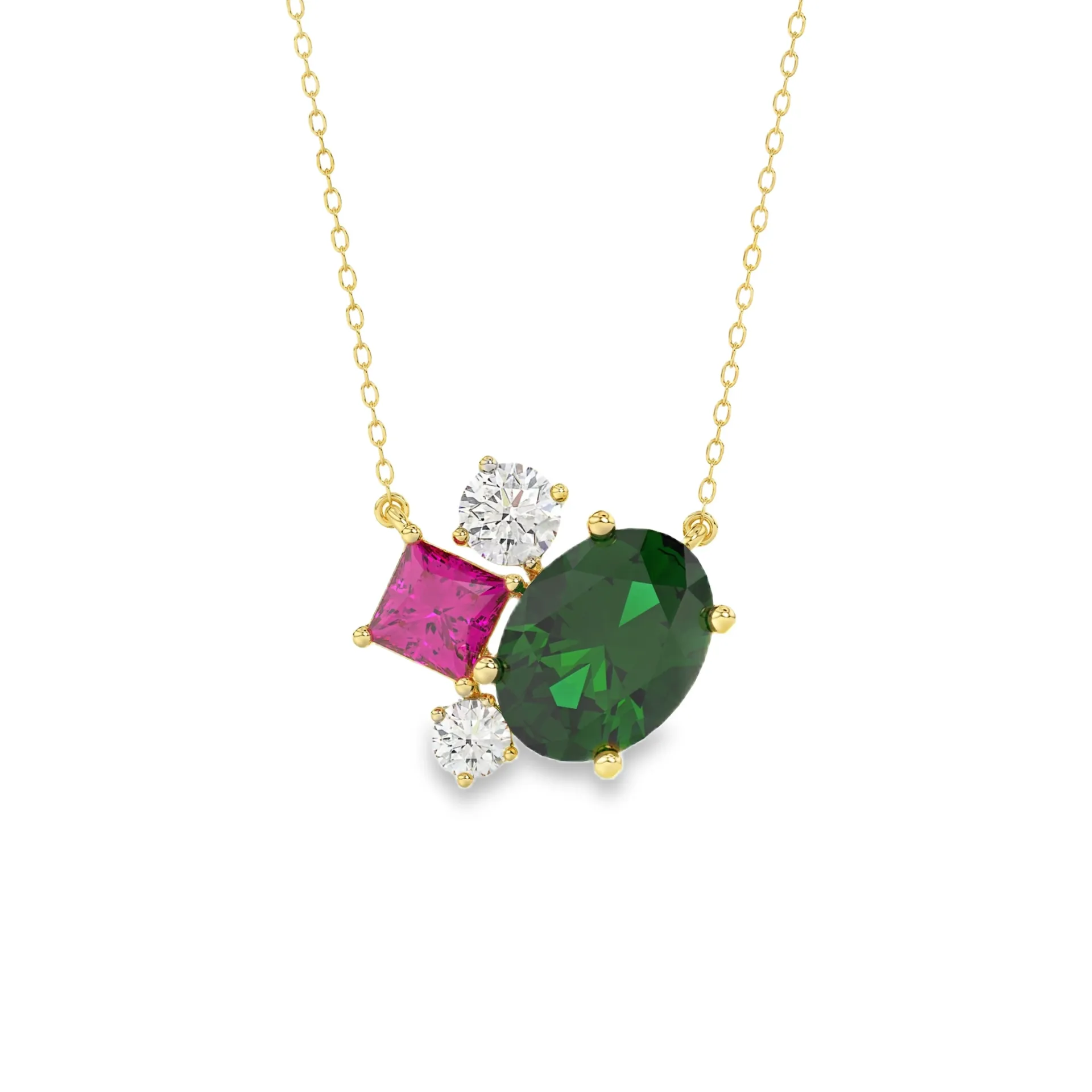 [GCL2495-45] Geelgouden collier met 1,70ct gekleurde Labgrown diamant