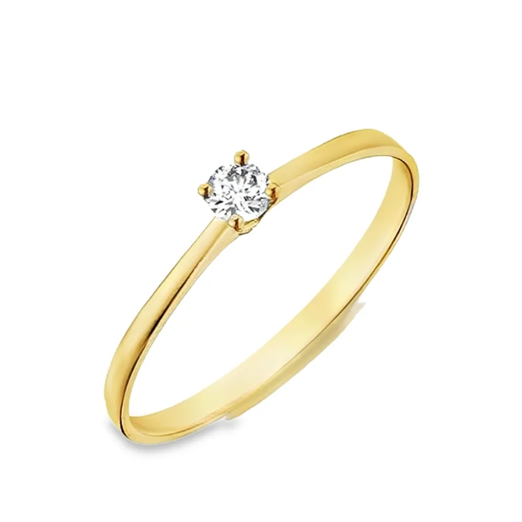 [NR2511-52] 9K ring solitair zirkonia 4-poot (16,5 / 52)