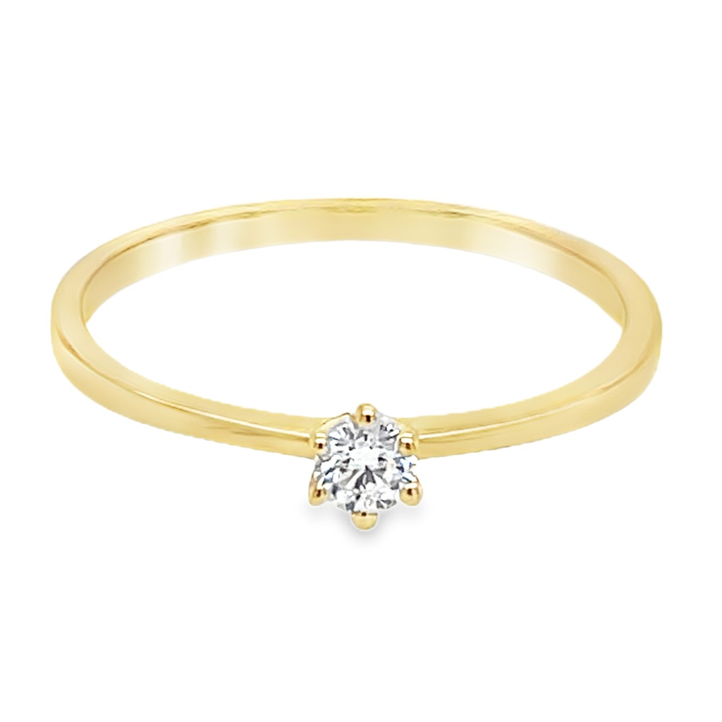 [GRE2338-52] Geelgouden Solitairring met 0,10ct Diamant (16,5 / 52)