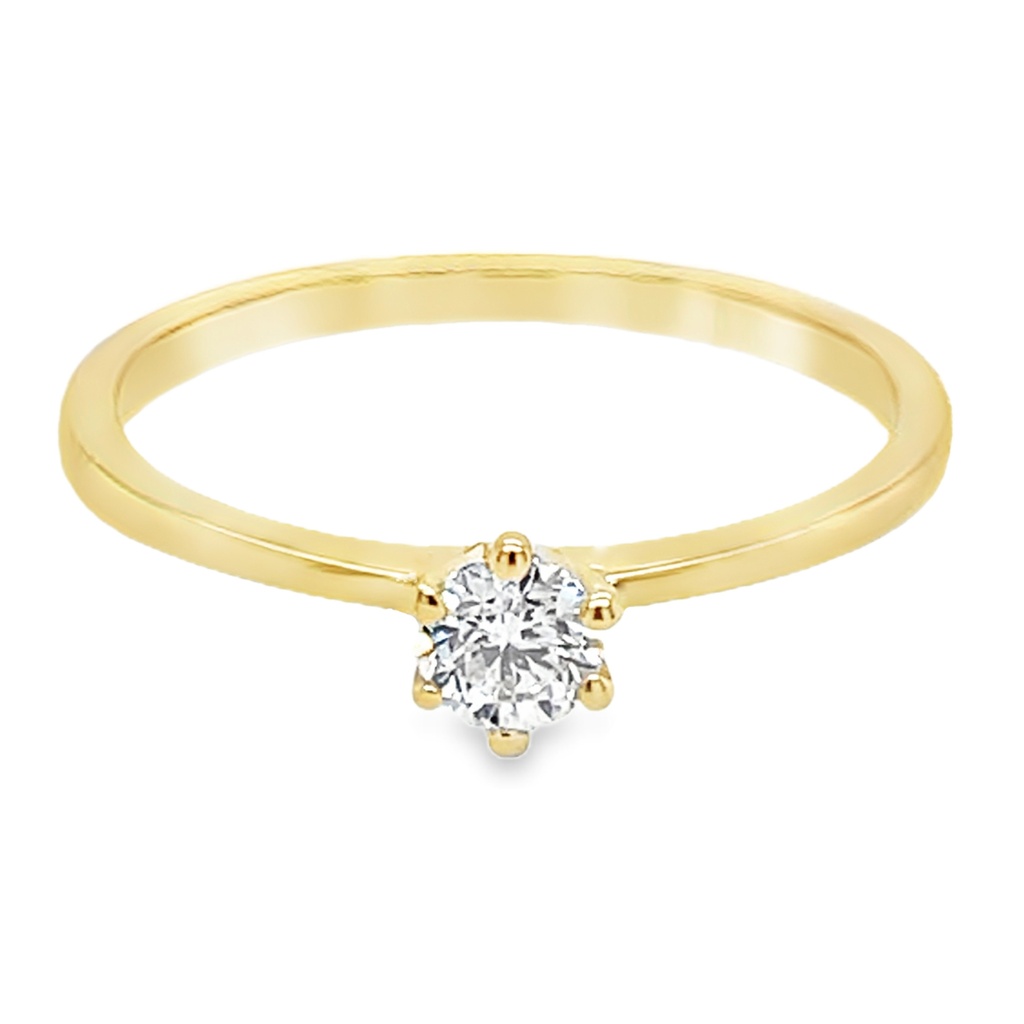 Geelgouden Solitairring met Diamant 0,25 karaat