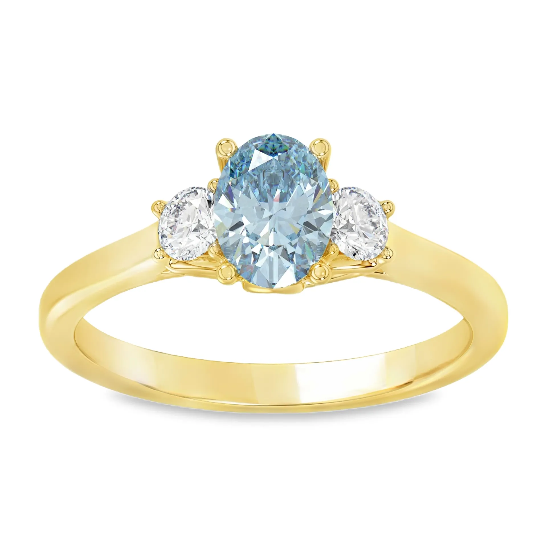 Geelgouden ring met blauwe Labgrown diamant – totaal 1,35ct