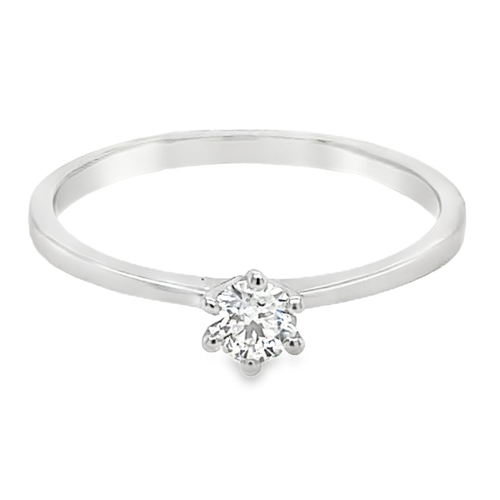 [WRE2339-52] Witgouden Solitairring met 0,20ct Diamant (16,5 / 52)