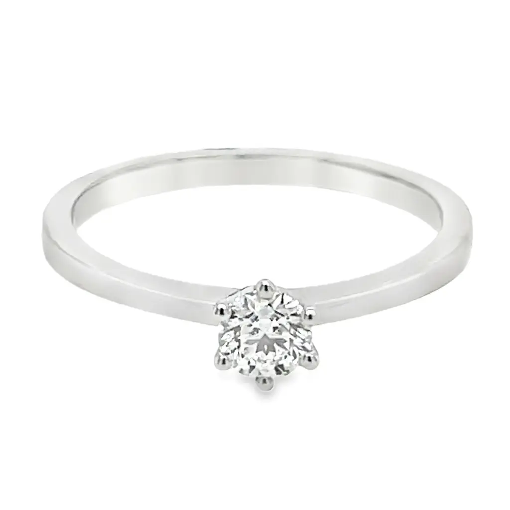 [WRE2380-52] Witgouden Solitairring met Diamant 0,30 karaat (16,5 / 52)