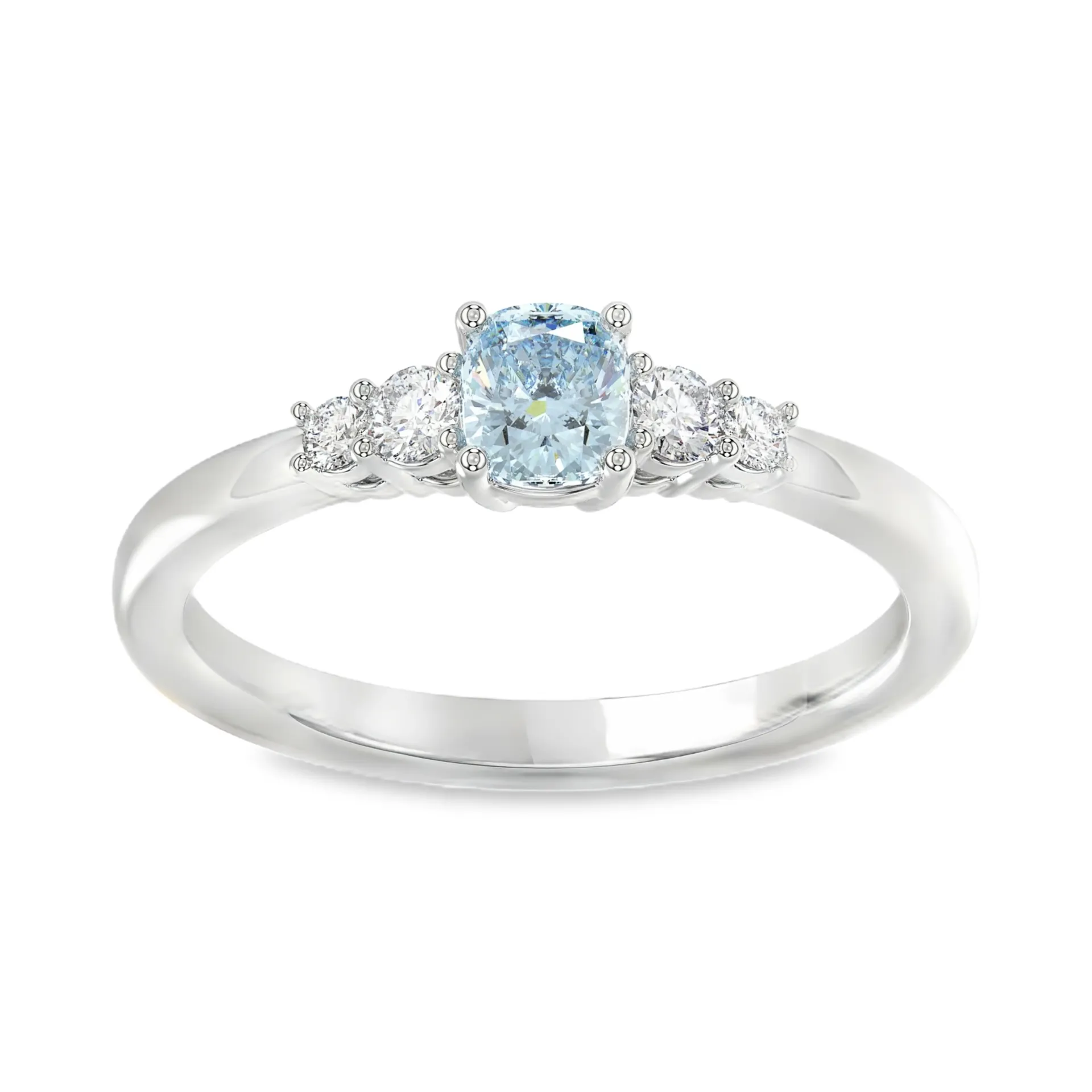 [WRL2493-52] Witgouden ring 0,65ct blauwe Labgrown diamant (16,5 / 52)