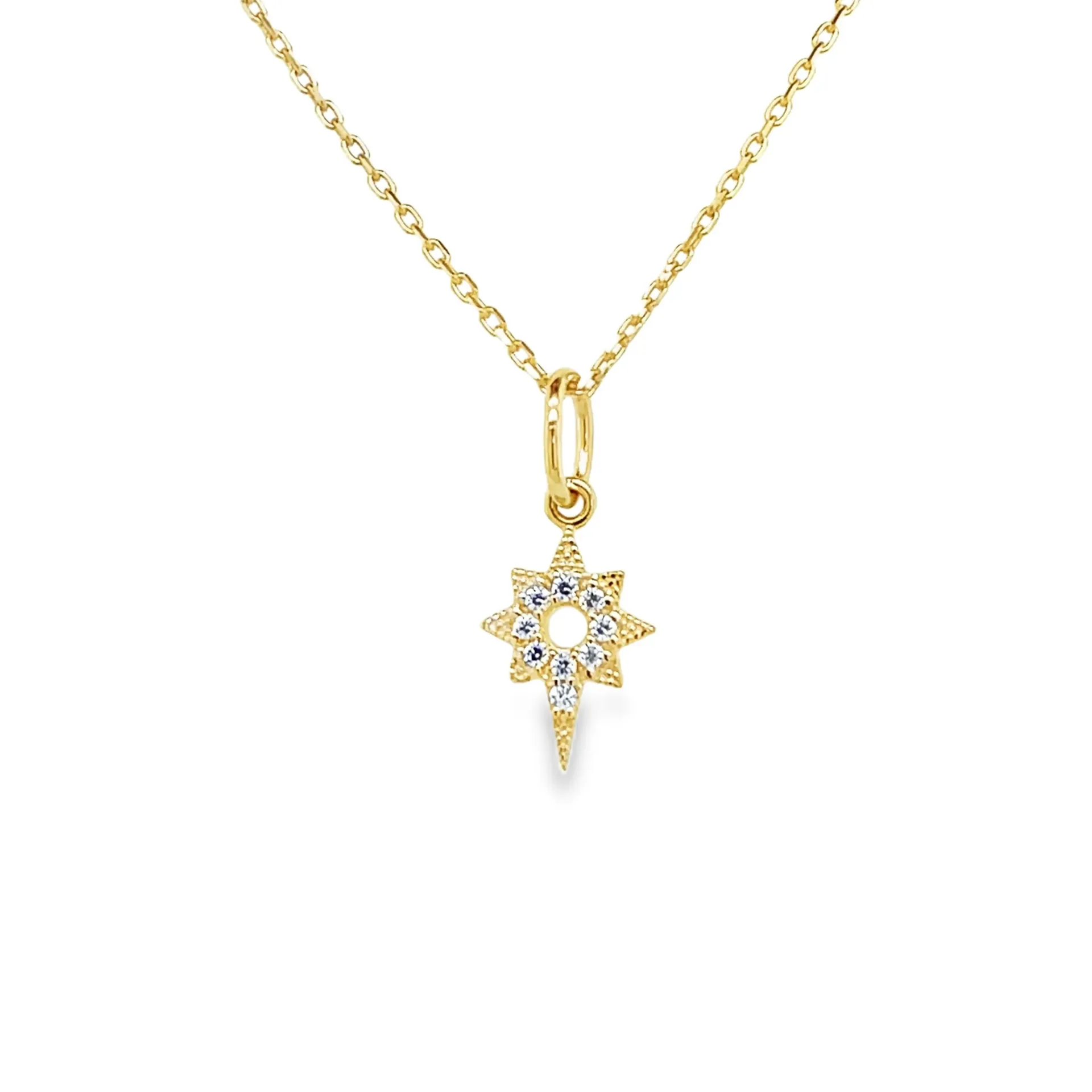 [GH2516] Geelgouden hanger Ster Zirkonia