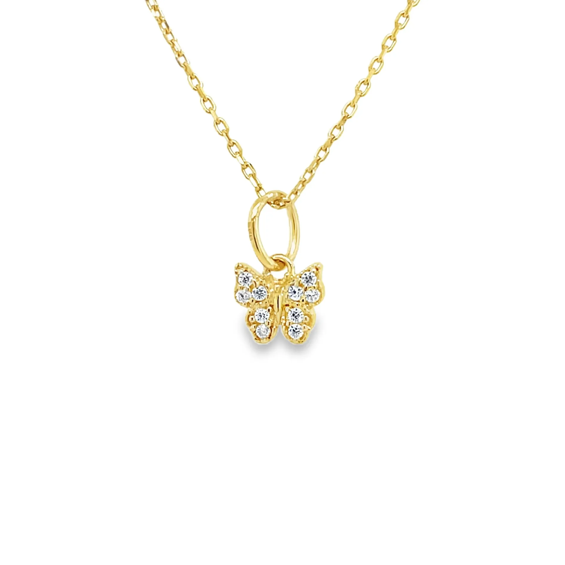 [GH2517] Geelgouden hanger Vlinder met Zirkonia