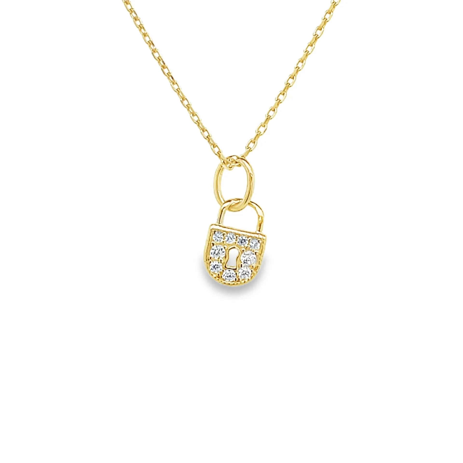 [GH2520] Geelgouden hanger Slot met Zirkonia