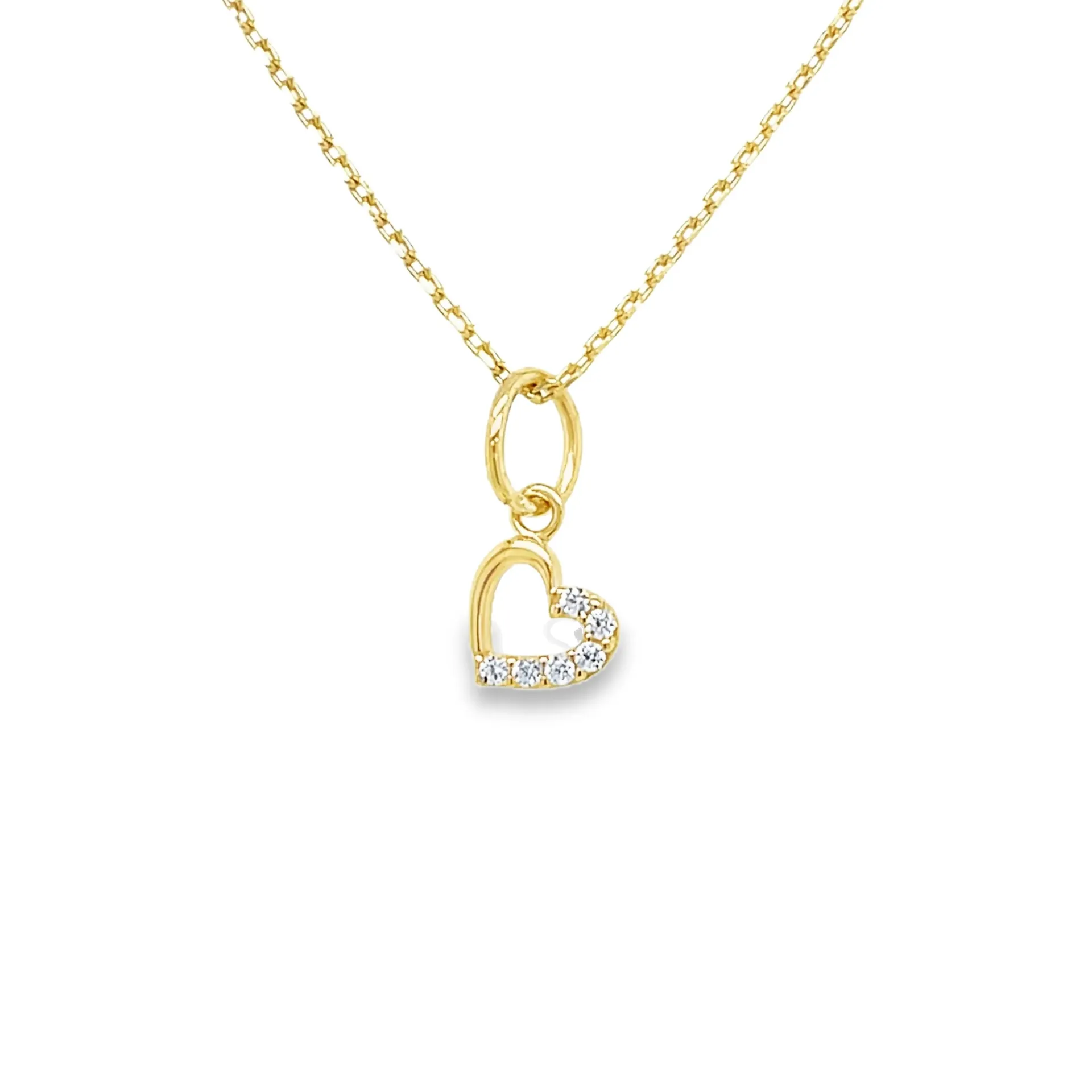 [GH2522] Geelgouden hanger Hart met Zirkonia