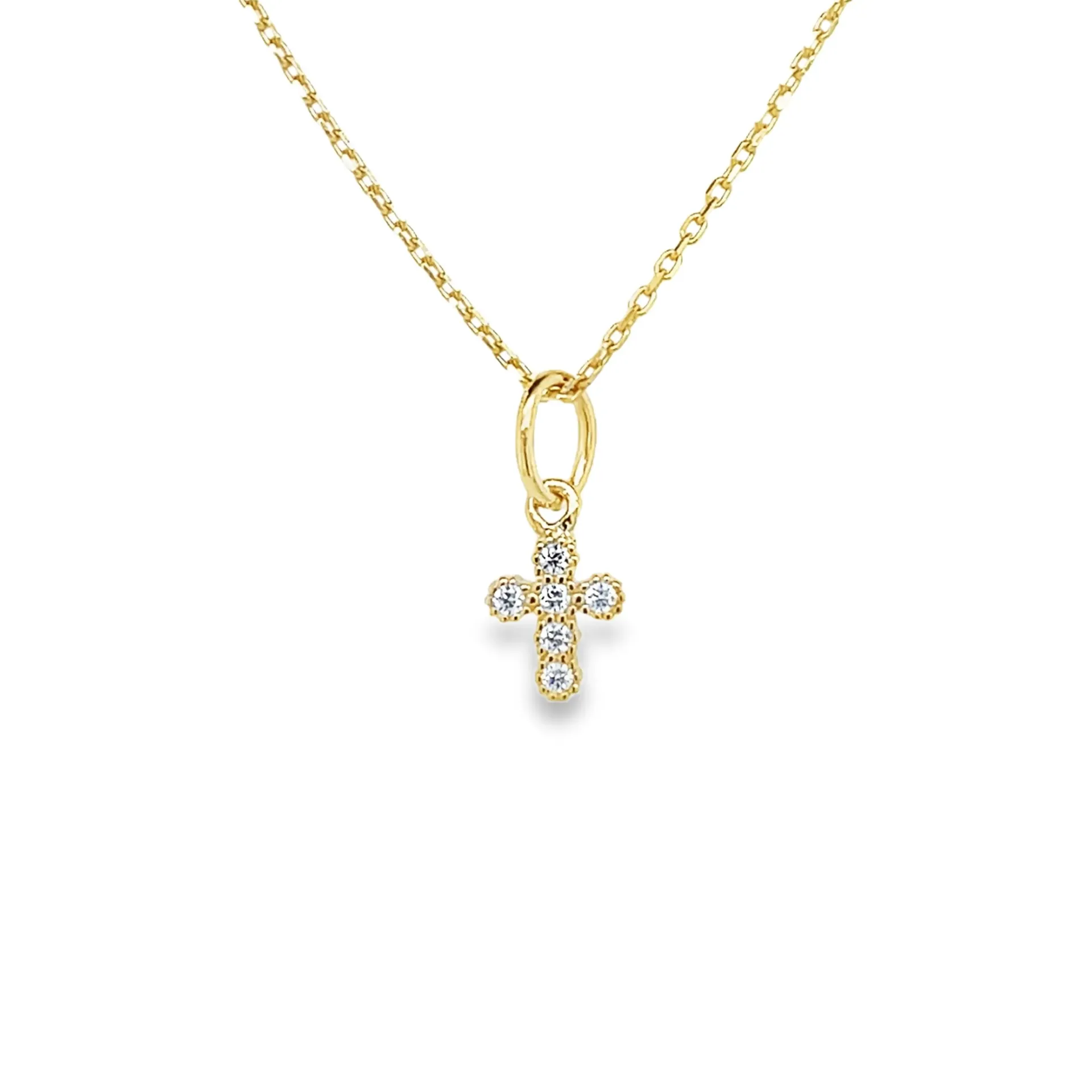 [GH2524] Geelgouden hanger Kruis met Zirkonia