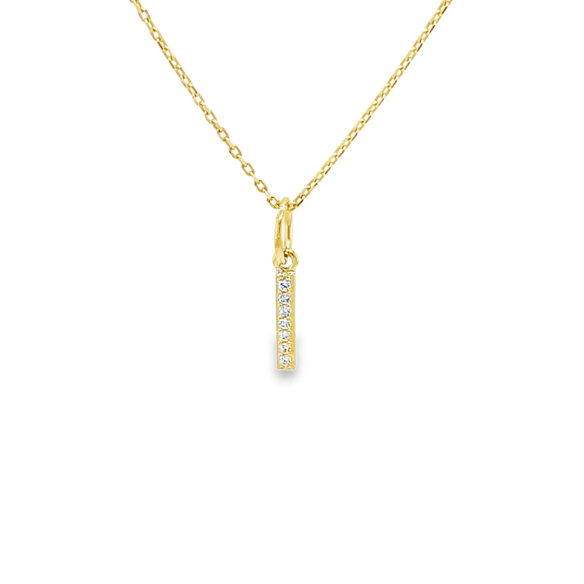 [GH2525] Geelgouden hanger Staafje met Zirkonia