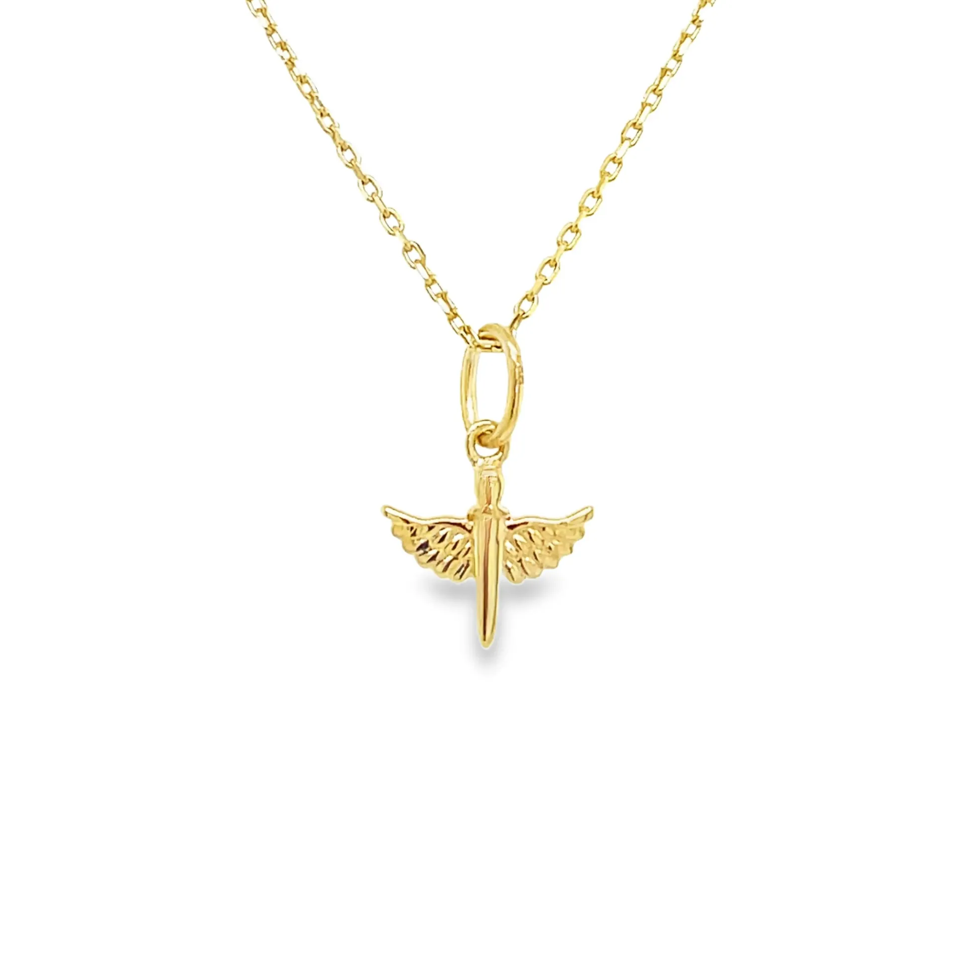 [GH2535] Geelgouden hanger Gevleugeld Zwaard