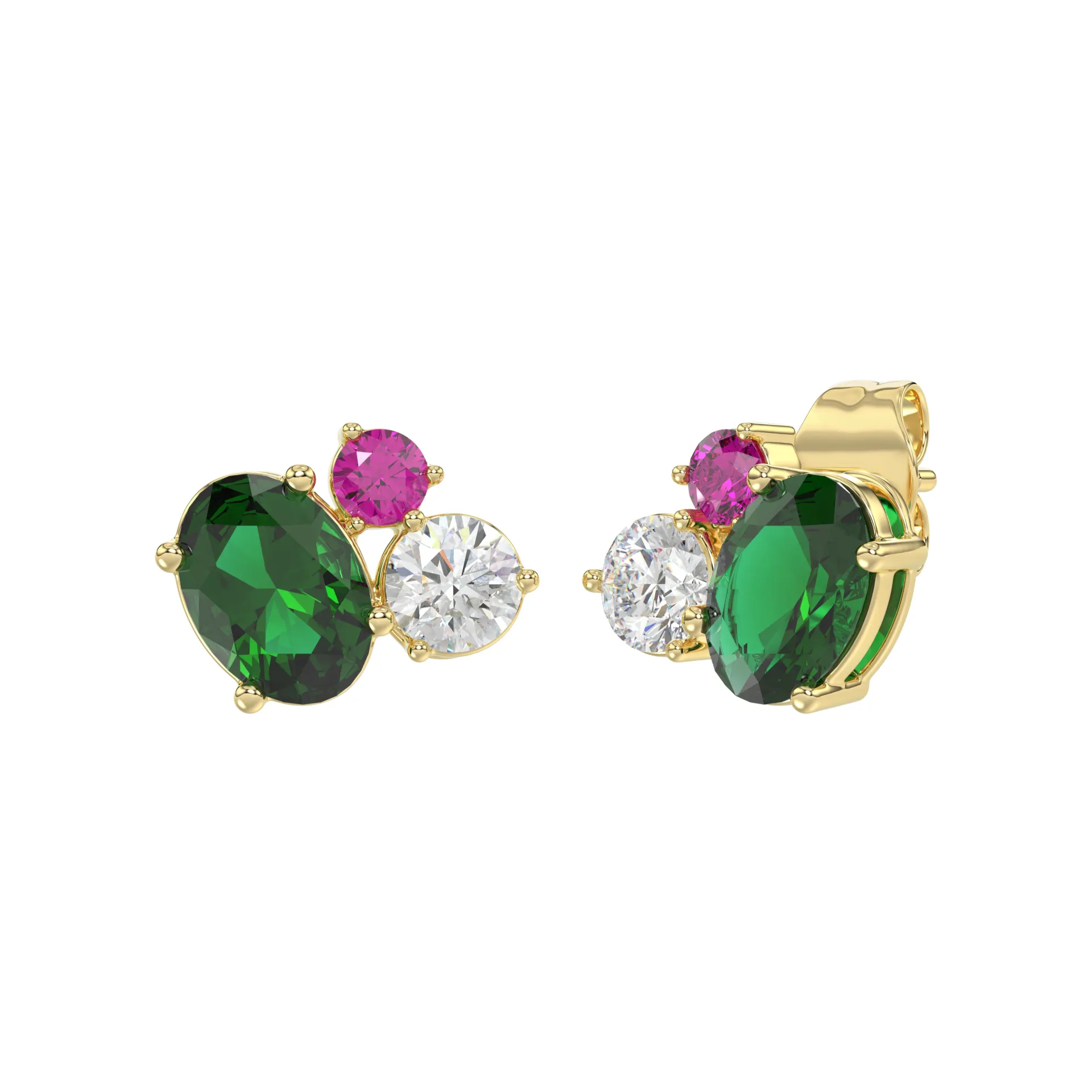 [GOL2495] Geelgouden oorstekers met 2,75ct gekleurde Labgrown diamant