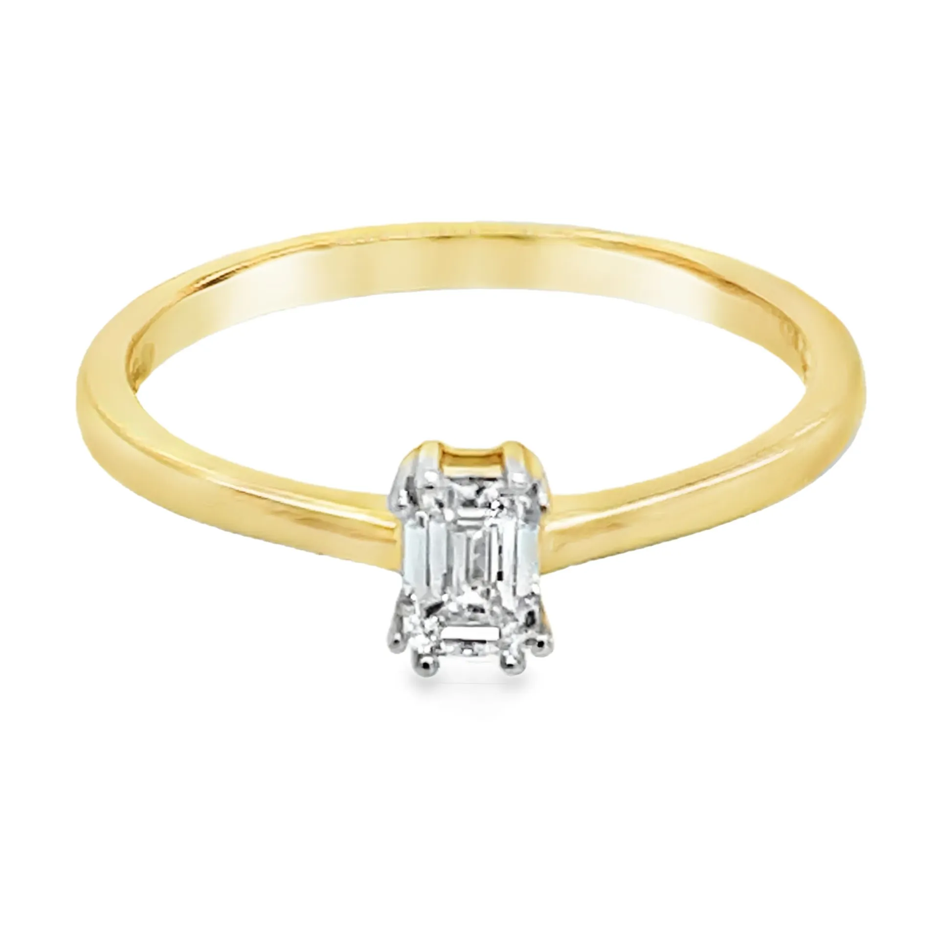 [GRL2585-52] Geelgouden solitairring met 0,25ct Labgrown diamant (16,5 / 52)