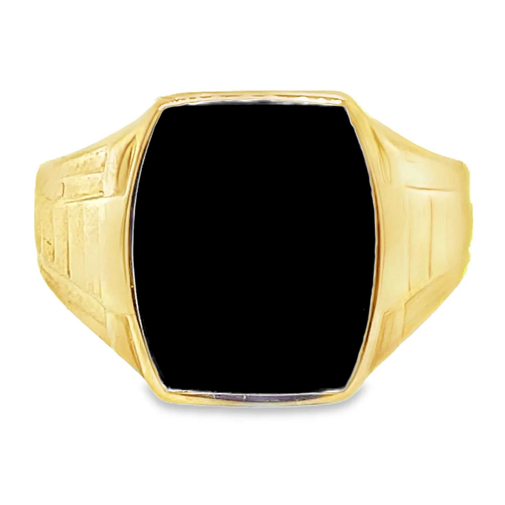 [GRH2586-565] Geelgouden zegelring met Onyxsteen (18 / 56,5)