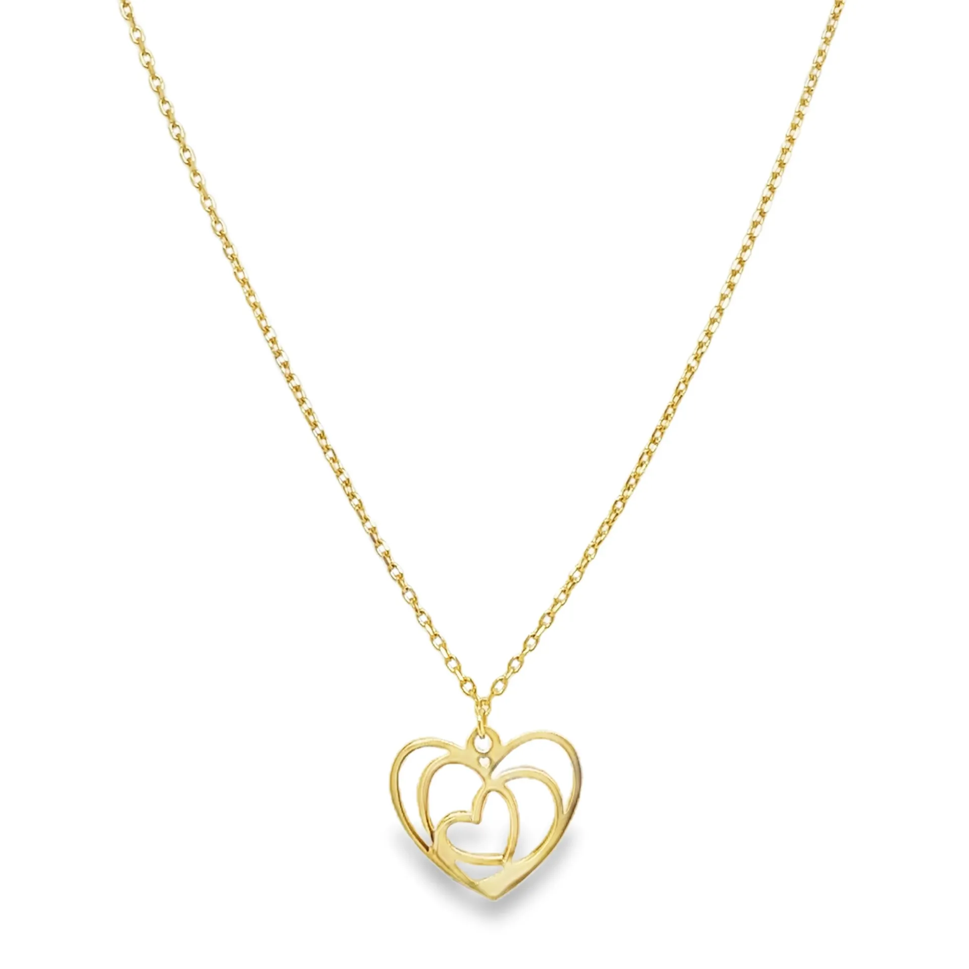 [GC2588-45] Geelgouden collier met vast Hart