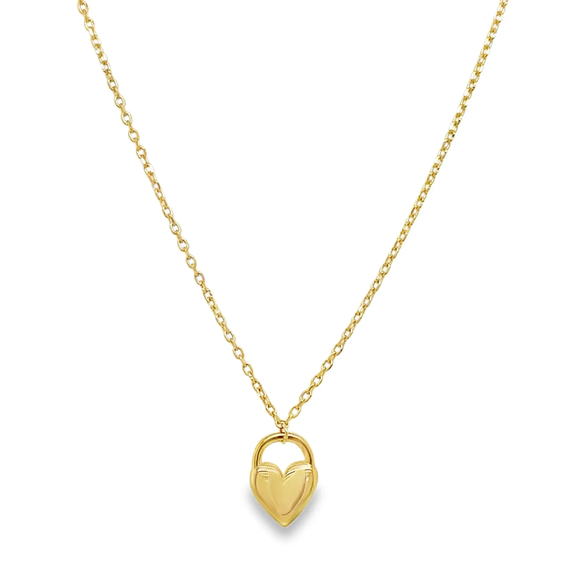 [GC2589-45] Geelgouden collier met vast Hart slot