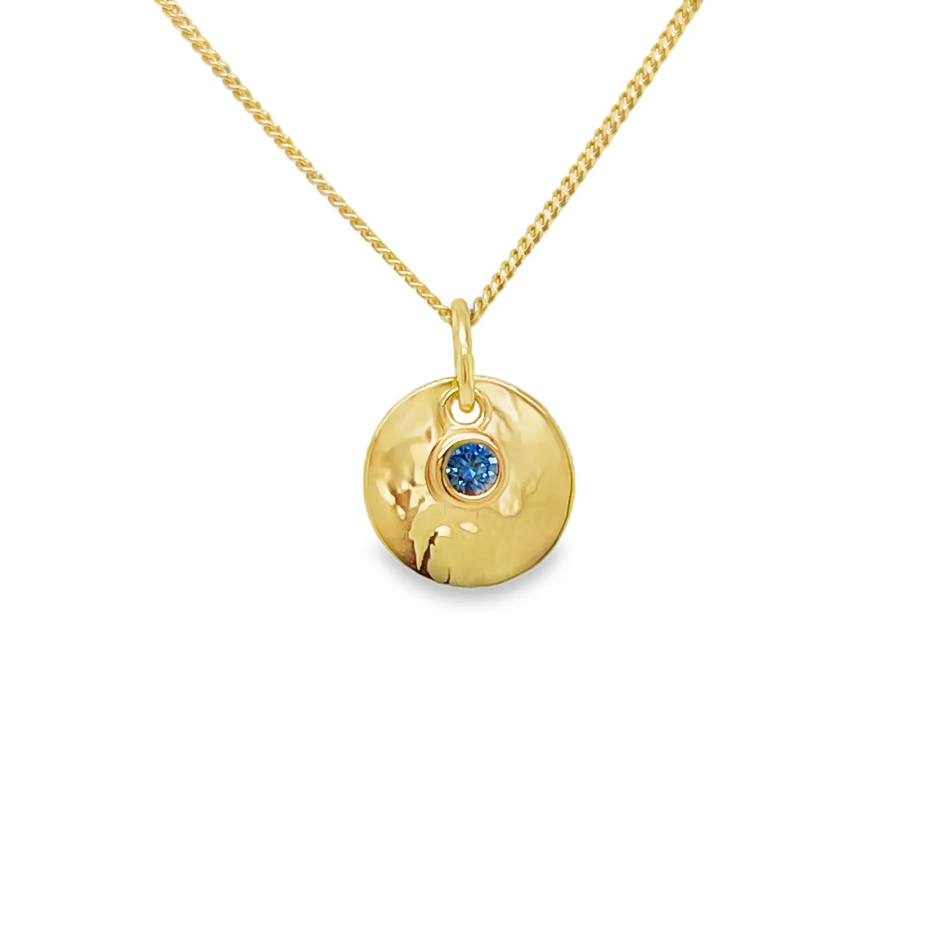 [NH2593-10] 9K Graveerhanger 10mm Rond bewerkt met Blauwe zirkonia