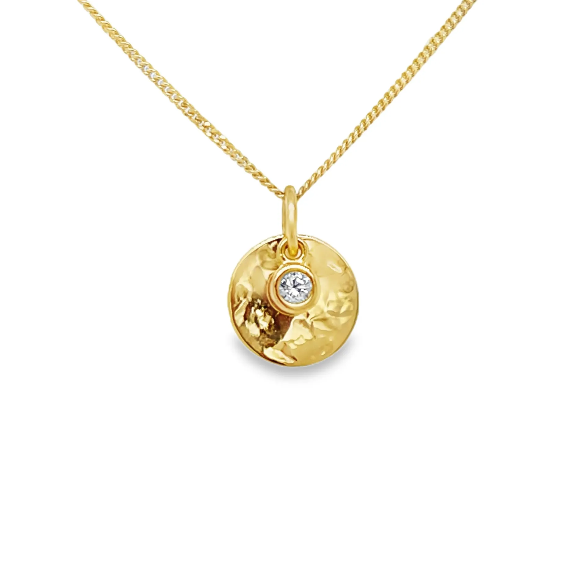 [NH2594-10] 9K Graveerhanger 10mm Rond bewerkt met Witte zirkonia
