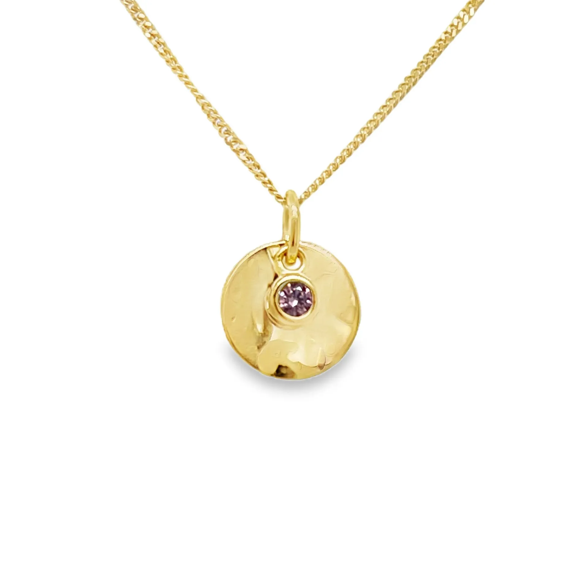 [NH2595-10] 9K Graveerhanger 10mm Rond bewerkt met Roze zirkonia