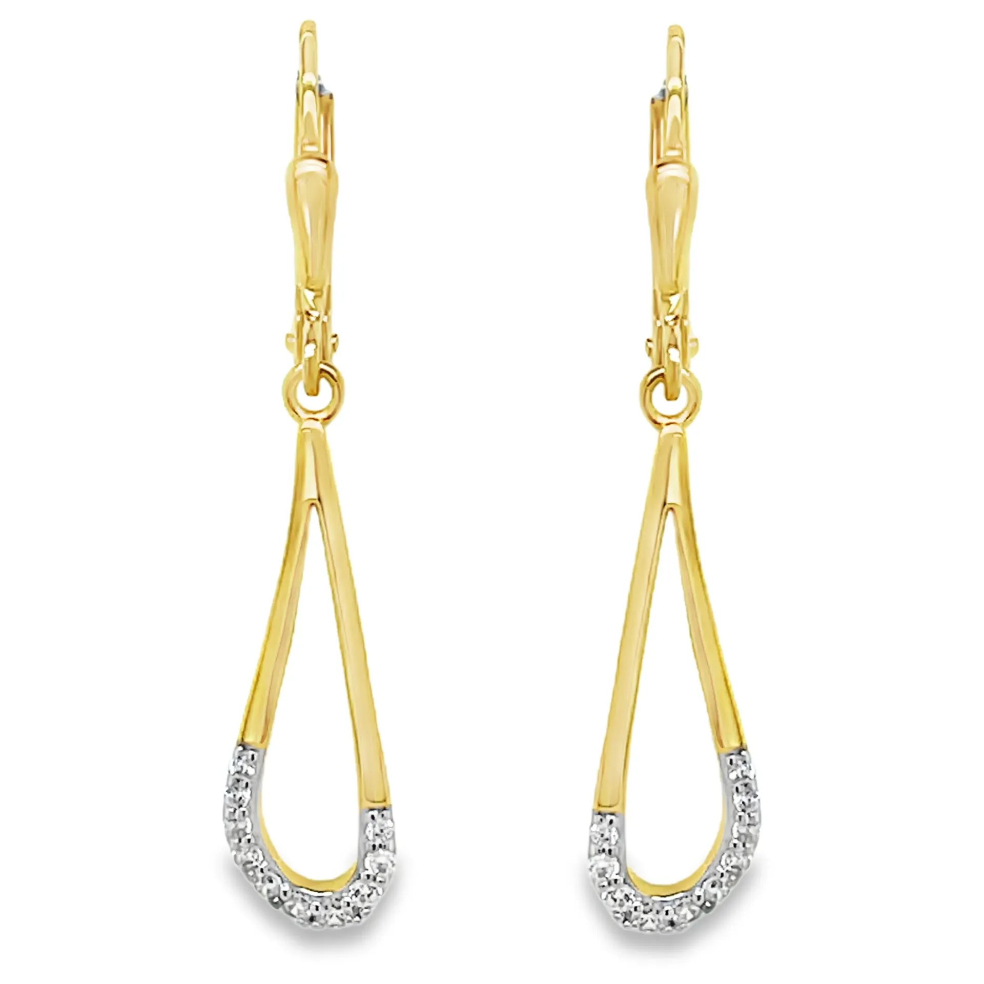 [GOH2616] Geelgouden oorhangers met Zirkonia 31,5 x 6,5mm