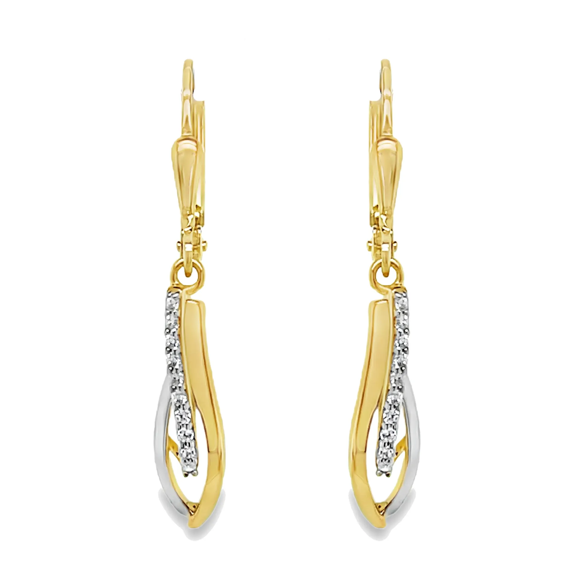 [GOH2617] Geelgouden oorhangers met Zirkonia 30,0 x 5,0mm