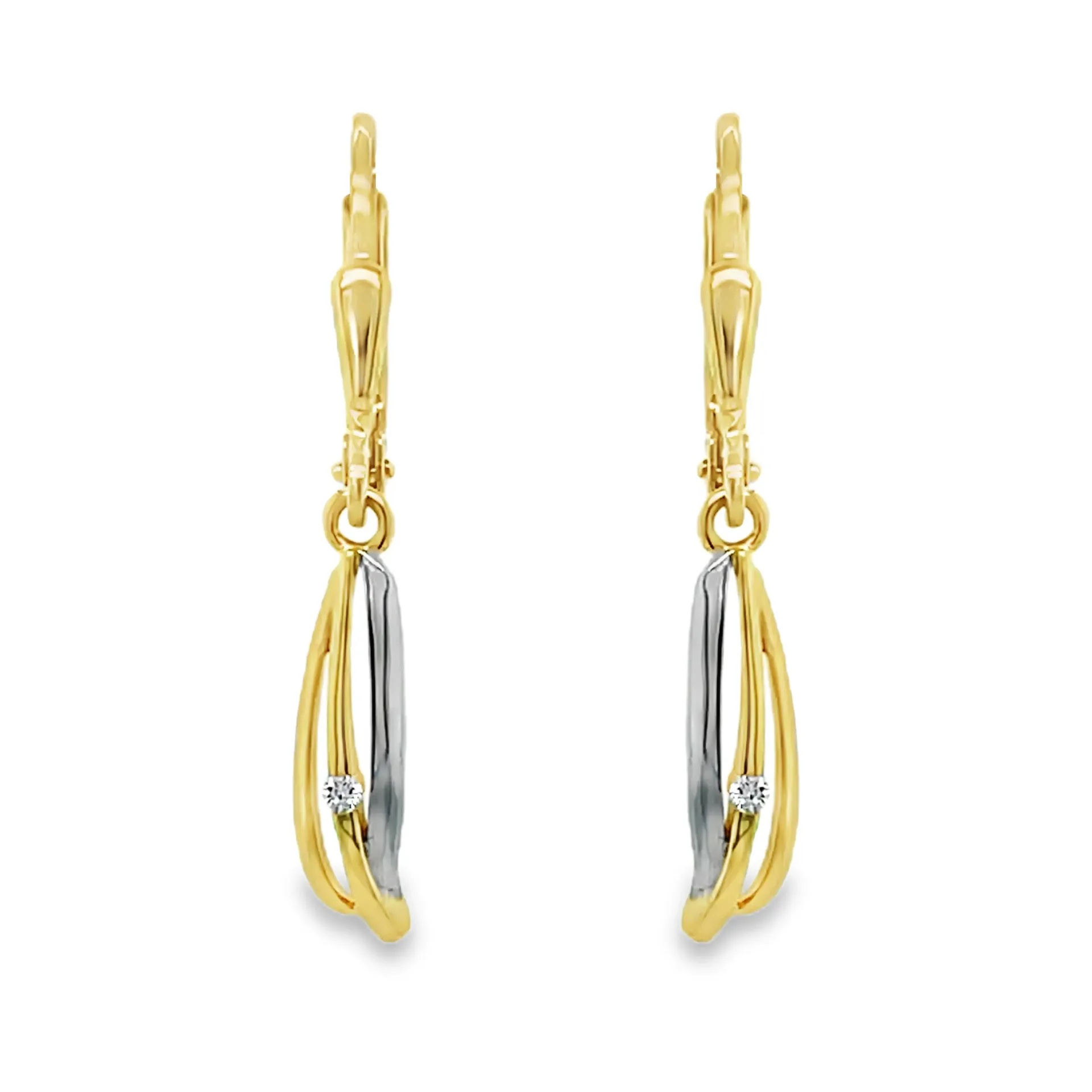 [GOE2621] Geelgouden oorhangers 0,02ct Diamant