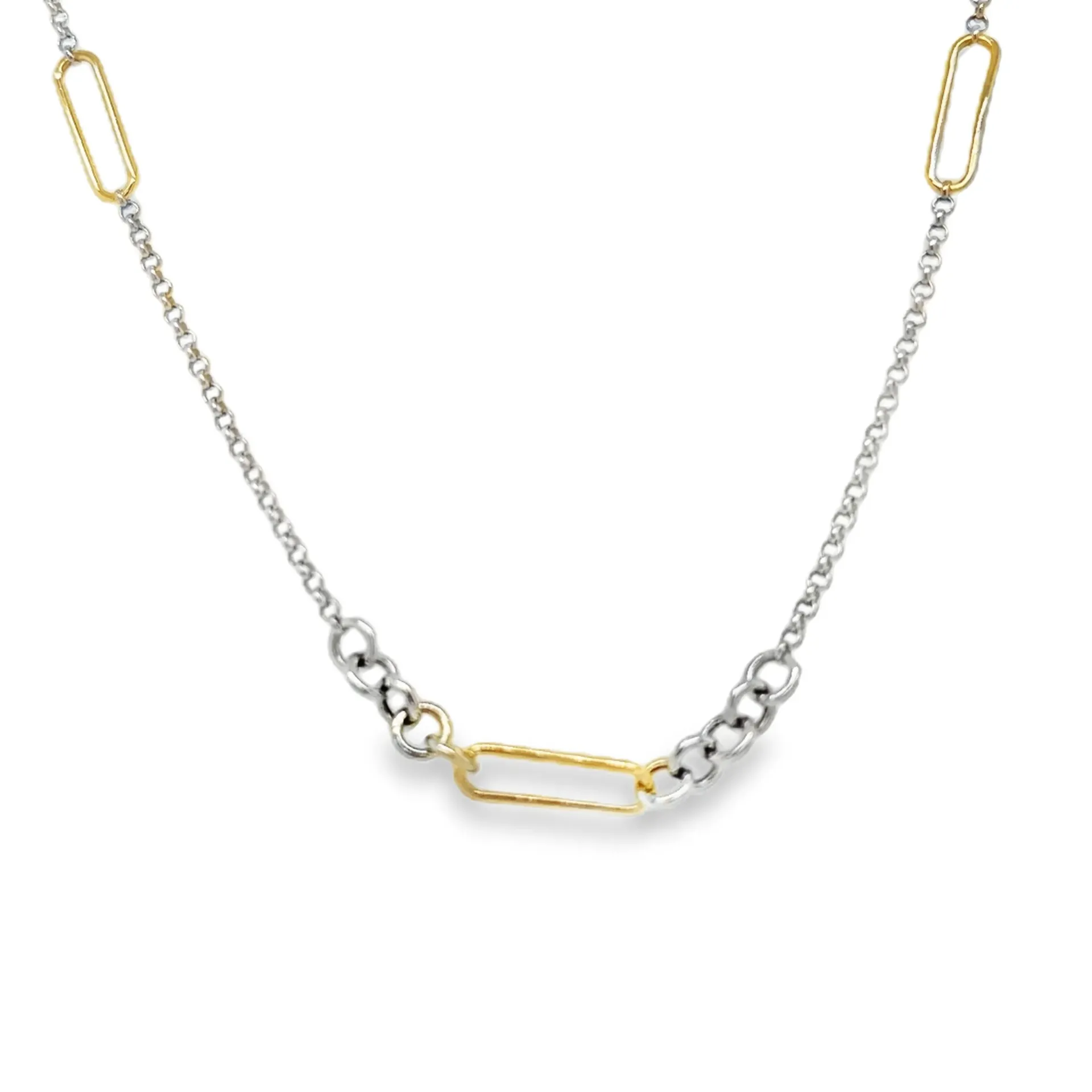 [ZC2628-47] Bicolor gerhodineerd zilveren collier 47 cm