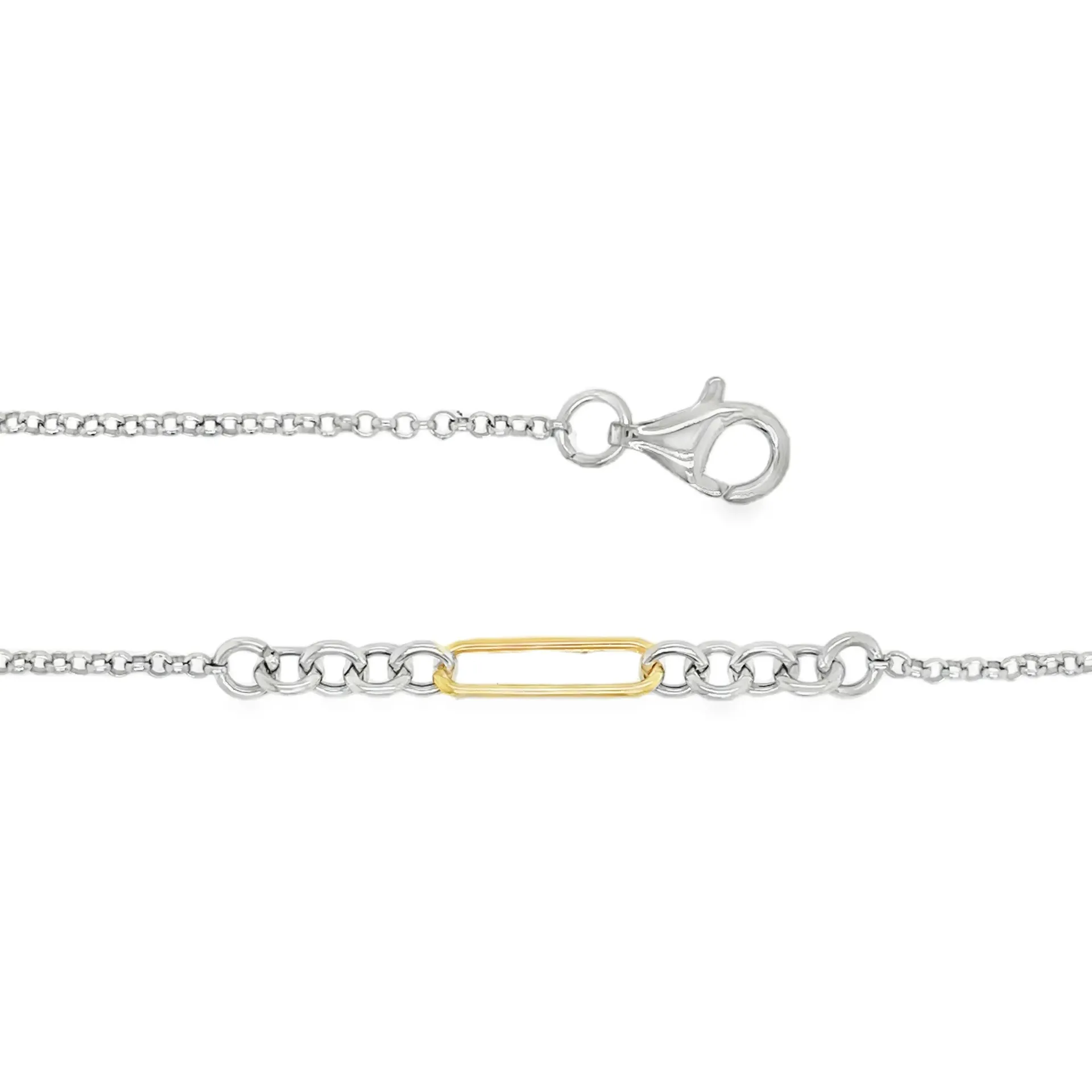 [ZA2628-19] Bicolor gerhodineerd zilveren armband 19 cm