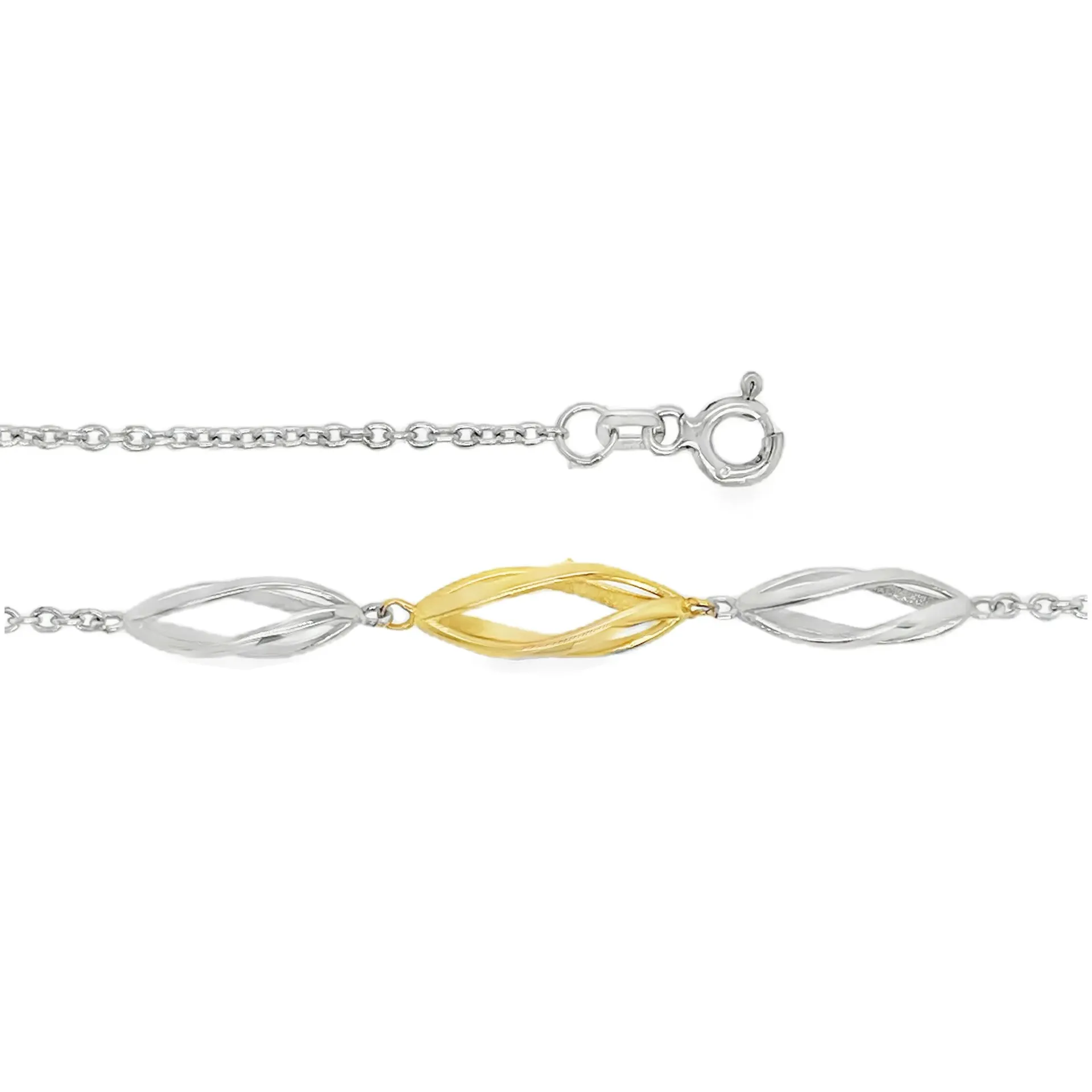[ZA2630-19] Bicolor gerhodineerd zilveren armband 19 cm