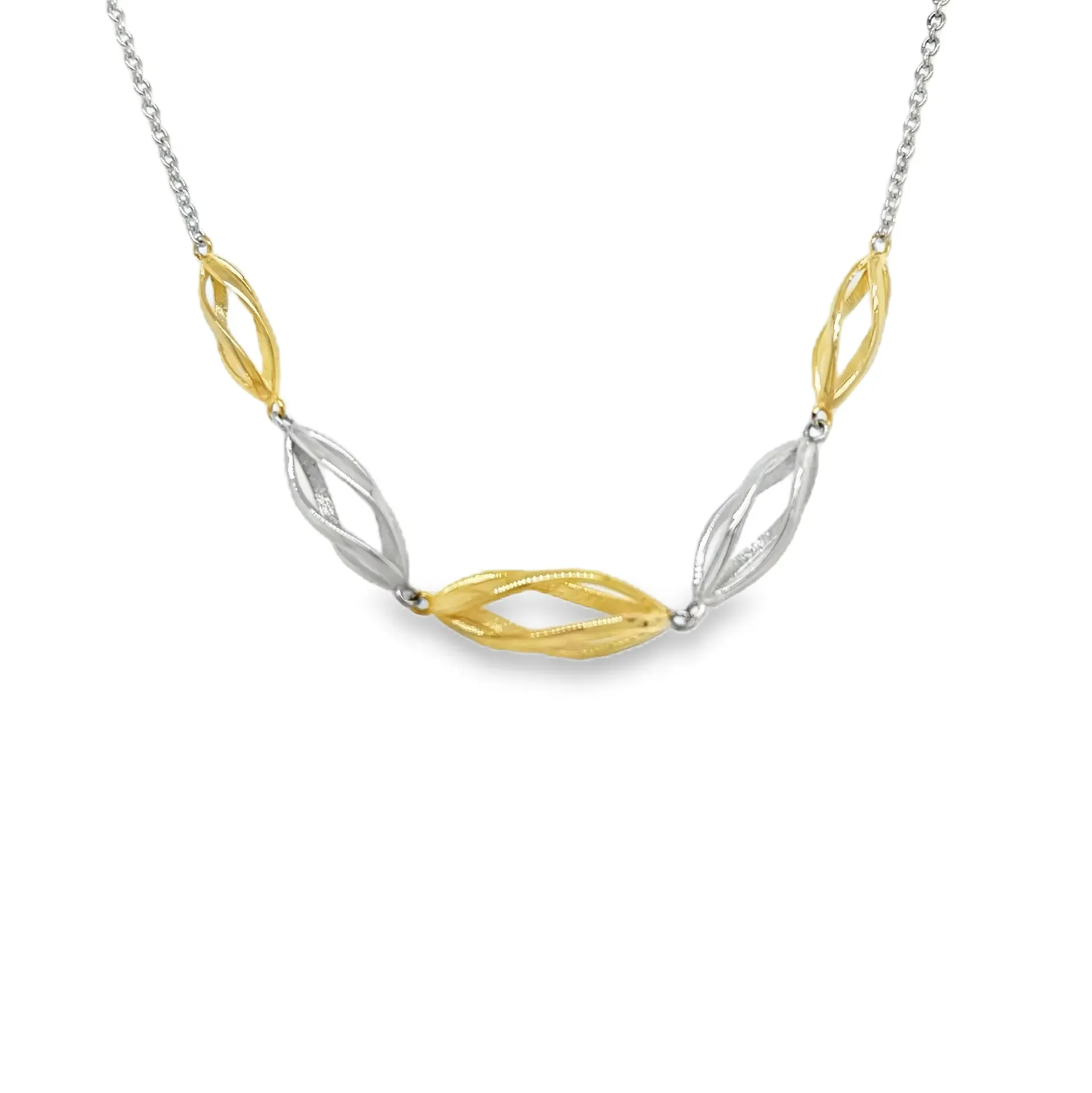 [ZC2630-47] Bicolor gerhodineerd zilveren collier 47 cm
