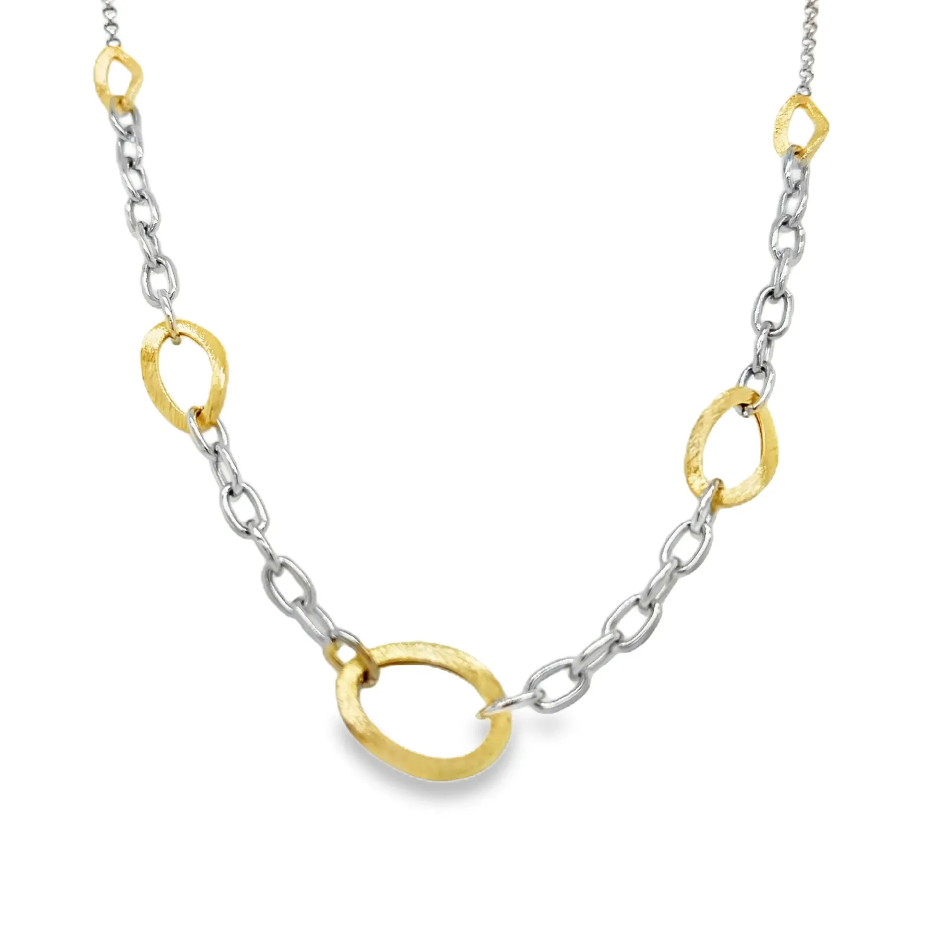 [ZC2631-47] Bicolor gerhodineerd zilveren collier 47 cm
