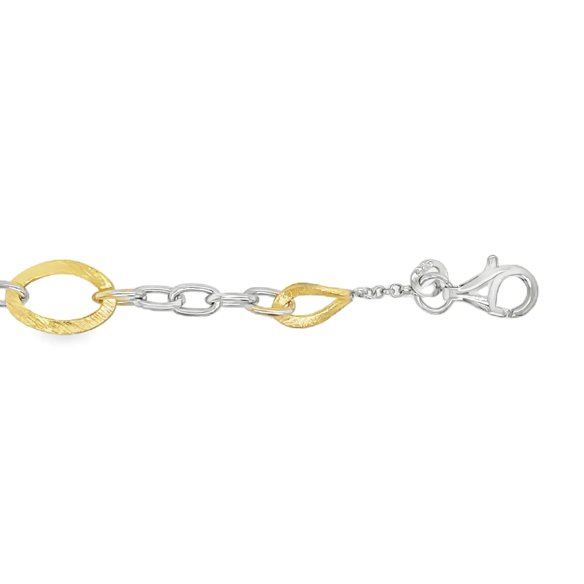 [ZA2631-19] Bicolor gerhodineerd zilveren armband 19 cm