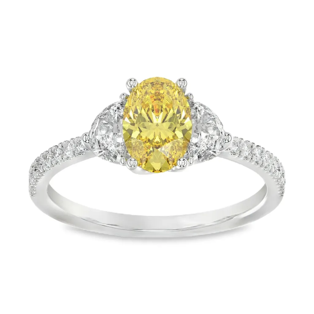Witgouden ring met gele Labgrown diamant – totaal 1,75ct