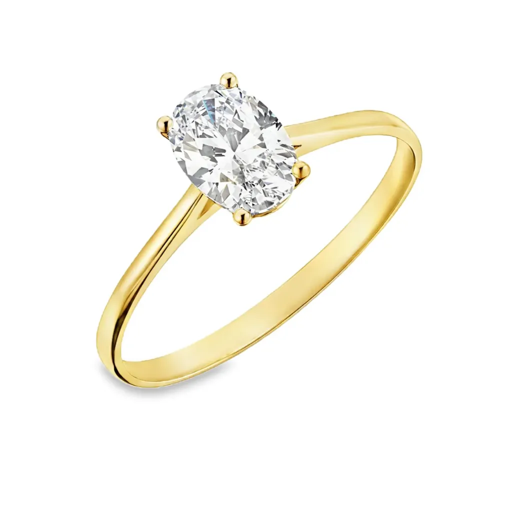 9K ring met ovale zirkonia